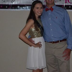 B Darlin white and gold sparkle chiffon dress